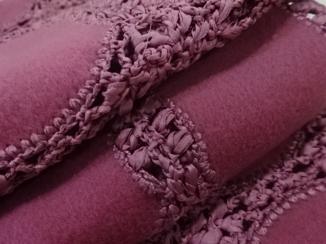  リボン織格子模様ショール